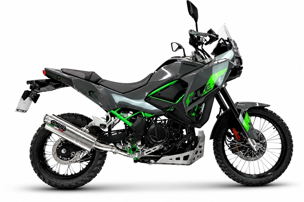 GPR pot echappement compatible avec Kawasaki KLE 500 2026-2027, Trioval, Échappement légal, homologué,silencieux avec db killer amovible et tuyau de liaison spécifique 