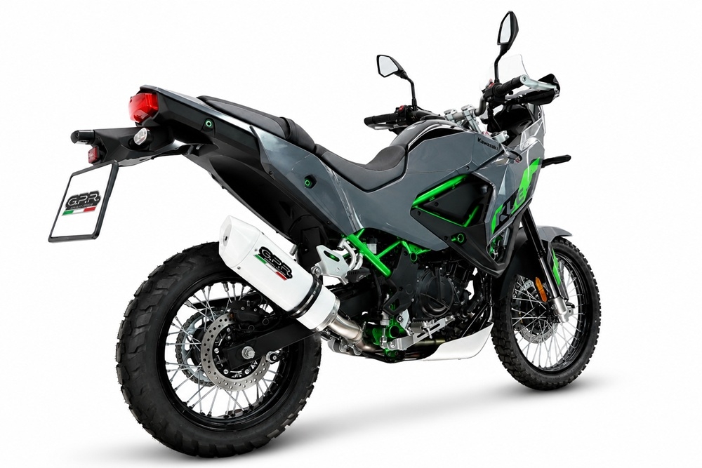 GPR pot echappement compatible avec Kawasaki KLE 500 2026-2027, Albus Ceramic, Échappement légal, homologué,silencieux avec db killer amovible et tuyau de liaison spécifique 
