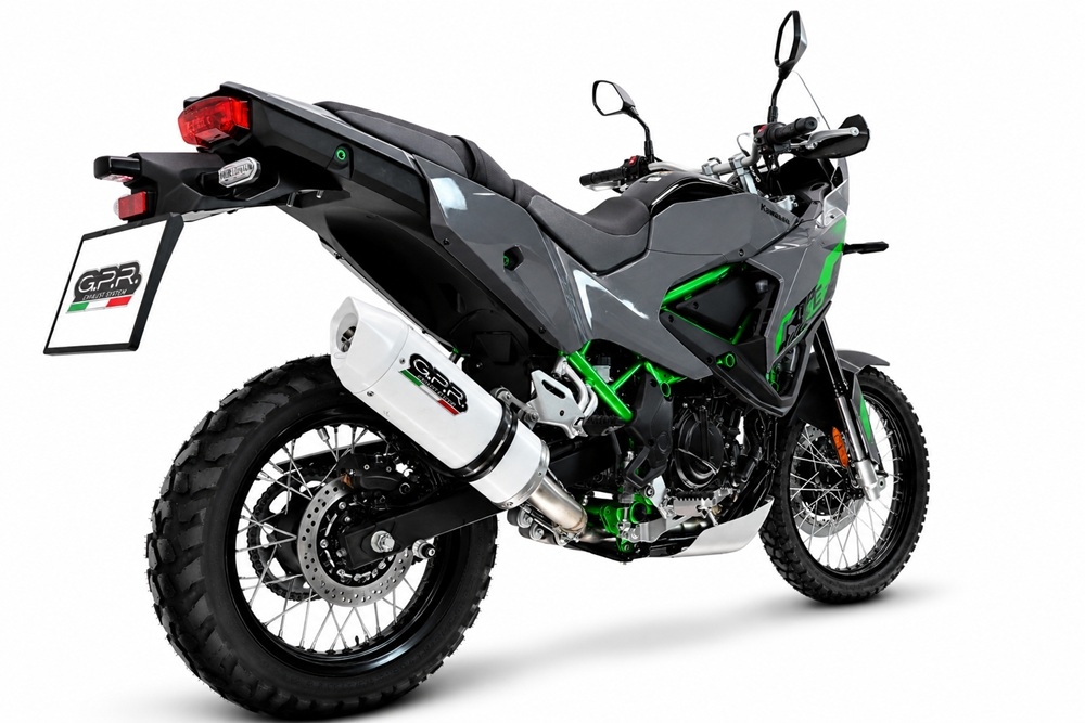 GPR pot echappement compatible avec Kawasaki KLE 500 2026-2027, Albus Ceramic, Échappement légal, homologué,silencieux avec db killer amovible et tuyau de liaison spécifique 