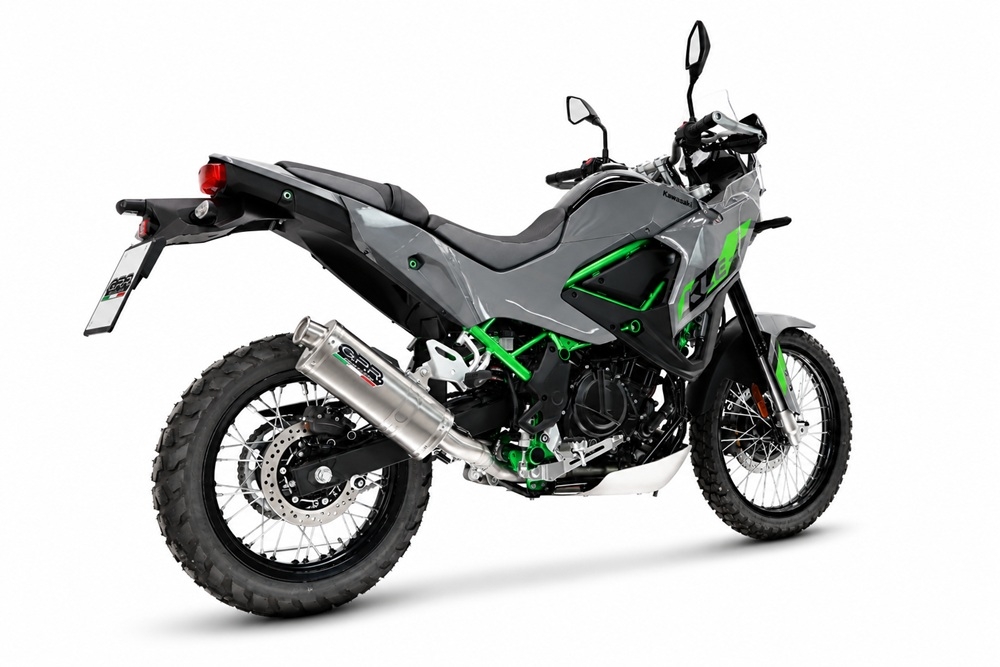 GPR pot echappement compatible avec Kawasaki KLE 500 2026-2027, Dune Triovale Titanio, Échappement légal, homologué,silencieux avec db killer amovible et tuyau de liaison spécifique 