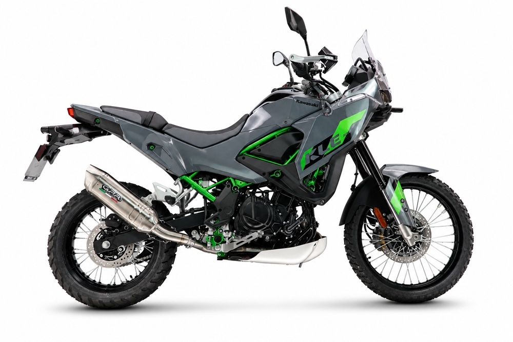 GPR pot echappement compatible avec Kawasaki KLE 500 2026-2027, Furore-X Acciaio Inox, Échappement légal, homologué,silencieux avec db killer amovible et tuyau de liaison spécifique 