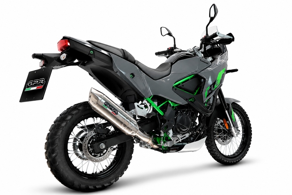 GPR pot echappement compatible avec Kawasaki KLE 500 2026-2027, Furore-X Acciaio Inox, Échappement légal, homologué,silencieux avec db killer amovible et tuyau de liaison spécifique 