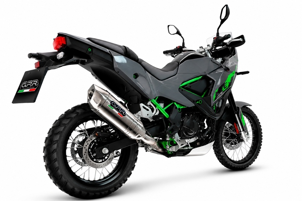 GPR pot echappement compatible avec Kawasaki KLE 500 2026-2027, Furore-X Acciaio Inox, Échappement légal, homologué,silencieux avec db killer amovible et tuyau de liaison spécifique 