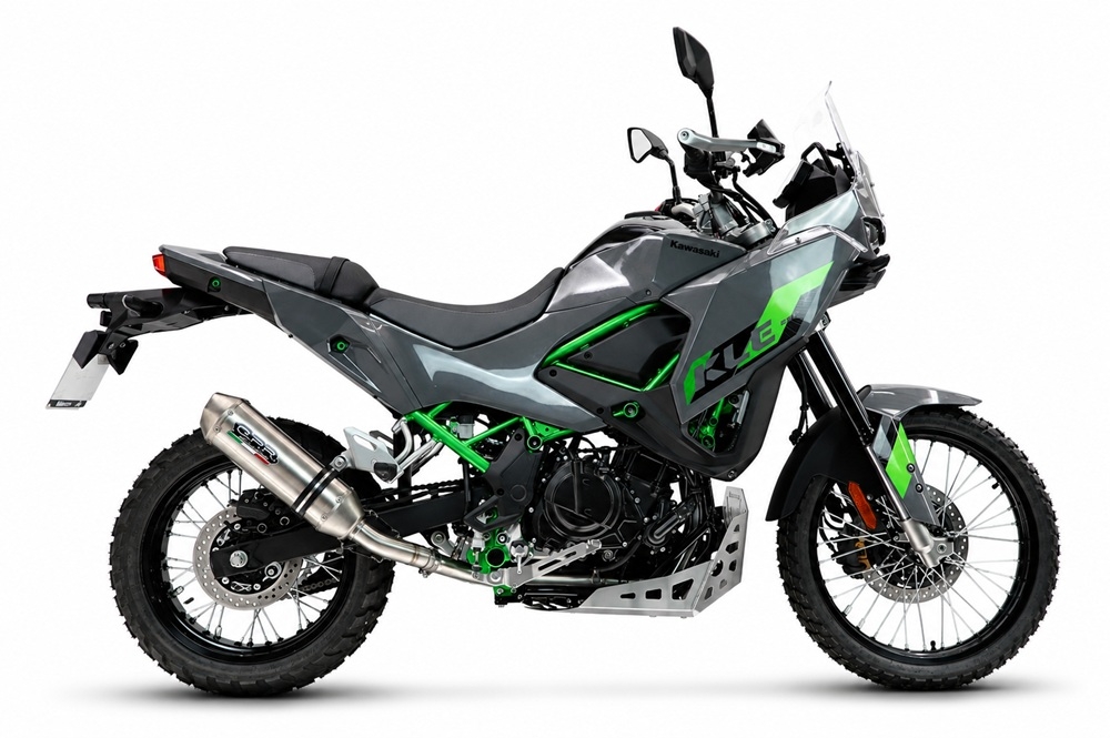 GPR pot echappement compatible avec Kawasaki KLE 500 2026-2027, PENTA ADVENTURE FULL TITANIUM, Échappement légal, homologué,silencieux avec db killer amovible et tuyau de liaison spécifique 