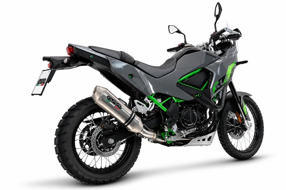 GPR pot echappement compatible avec Kawasaki KLE 500 2026-2027, PENTA ADVENTURE FULL TITANIUM, Échappement légal, homologué,silencieux avec db killer amovible et tuyau de liaison spécifique 