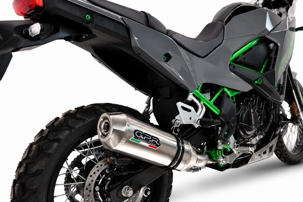 GPR pot echappement compatible avec Kawasaki KLE 500 2026-2027, PENTA ADVENTURE FULL TITANIUM, Échappement légal, homologué,silencieux avec db killer amovible et tuyau de liaison spécifique 