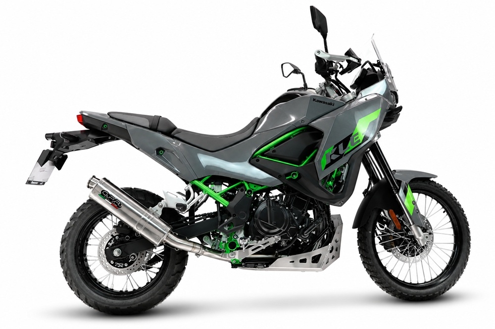 GPR pot echappement compatible avec Kawasaki KLE 500 2026-2027, Trioval, Échappement légal, homologué,silencieux avec db killer amovible et tuyau de liaison spécifique 
