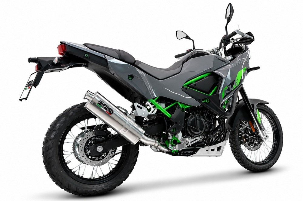 GPR pot echappement compatible avec Kawasaki KLE 500 2026-2027, Trioval, Échappement légal, homologué,silencieux avec db killer amovible et tuyau de liaison spécifique 