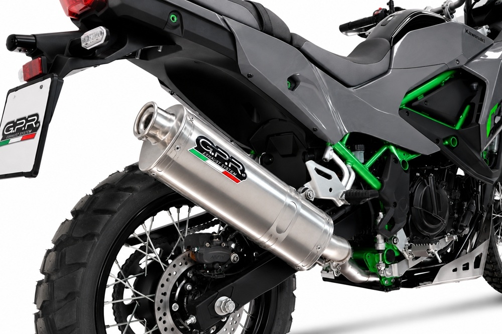 GPR pot echappement compatible avec Kawasaki KLE 500 2026-2027, Trioval, Échappement légal, homologué,silencieux avec db killer amovible et tuyau de liaison spécifique 