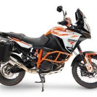 GPR TECH compatible with  Ktm Lc 8 Adventure 1050 2015/2016 e3 Paire de valises latérales en aluminium avec côté droit profilé, couleur noire avec support de valise spécifique Capacité 38 LT. + 32 LT.