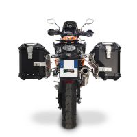 GPR TECH compatible with  Ktm Lc 8 1290 Super Adv 2015/2016 e3 GPR TECH Pair of side cases aluminum made with contoured right side, black color with specific pannier holder Capacity 38 LT. + 32 LT.
