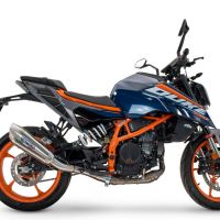 Pot echappement compatible avec Ktm Duke 390 2024-2025, GP-Revo Titanium, Échappement légal, homologué,silencieux avec db killer amovible et tuyau de liaison spécifique 