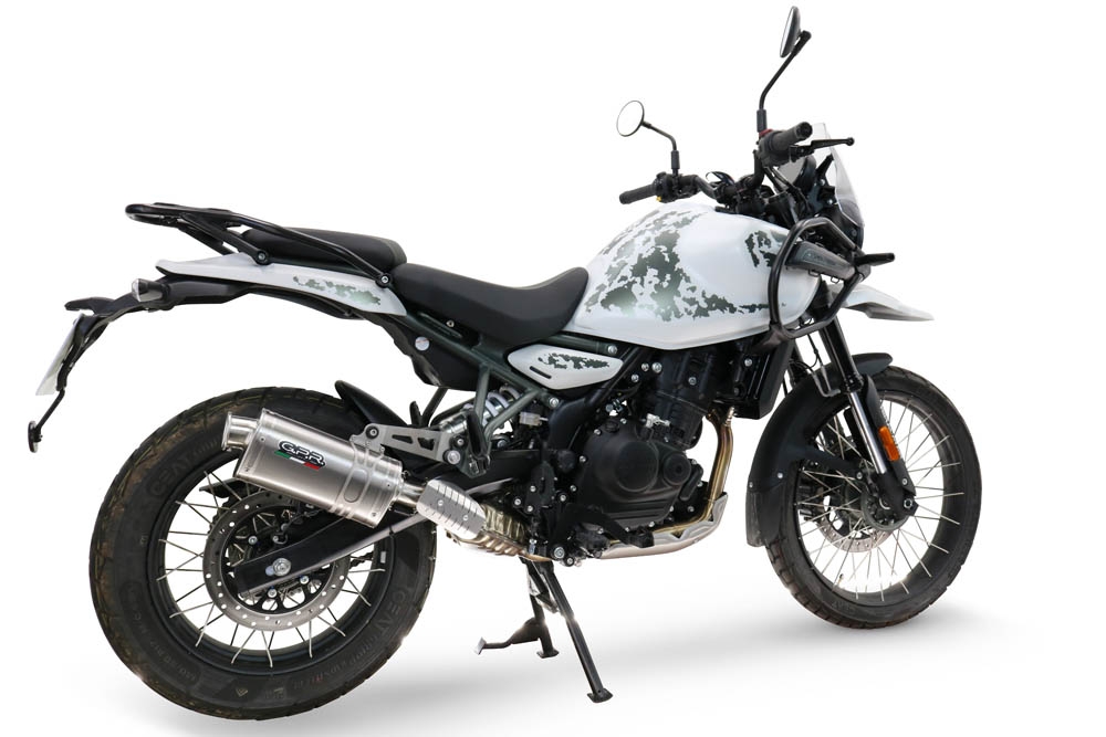 Exhaust compatible with Royal Enfield Guerrilla 450 2024-2025, Dune Triovale Titanio, Slip-on exhaust including removable db killer and link pipe, EPA-compliant 