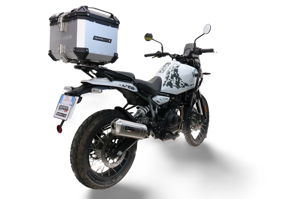 Top case GPR TECH compatible with  Royal Enfield Himalayan 450 2024/2025 e5 Plus GPR TECH Top case in aluminum, silver color with specific plate included Capacity 35 LT.