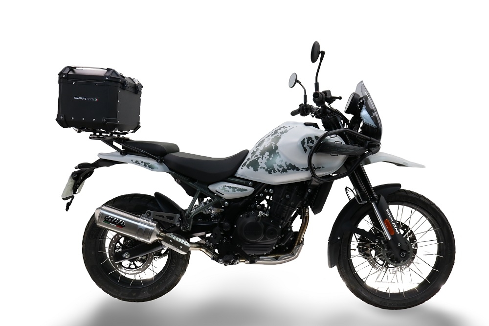 Top case GPR TECH compatible with  Royal Enfield Himalayan 450 2024/2025 e5 Plus GPR TECH Top case in aluminum, black color with specific plate included Capacity 26 LT.