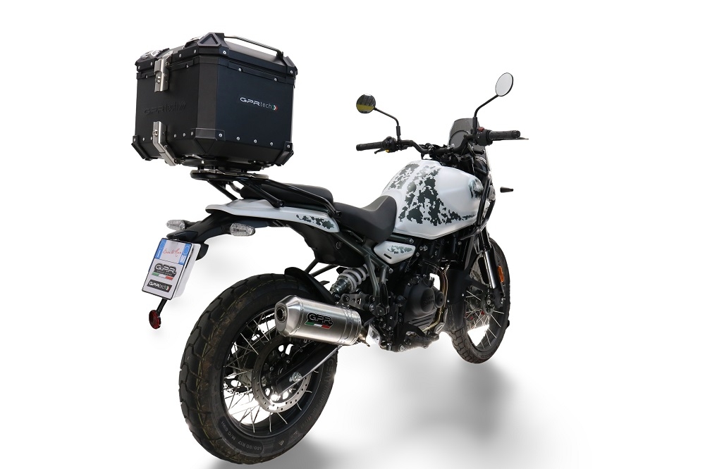 Top case GPR TECH compatible with  Royal Enfield Himalayan 450 2024/2025 e5 Plus GPR TECH Top case in aluminum, black color with specific plate included Capacity 26 LT.