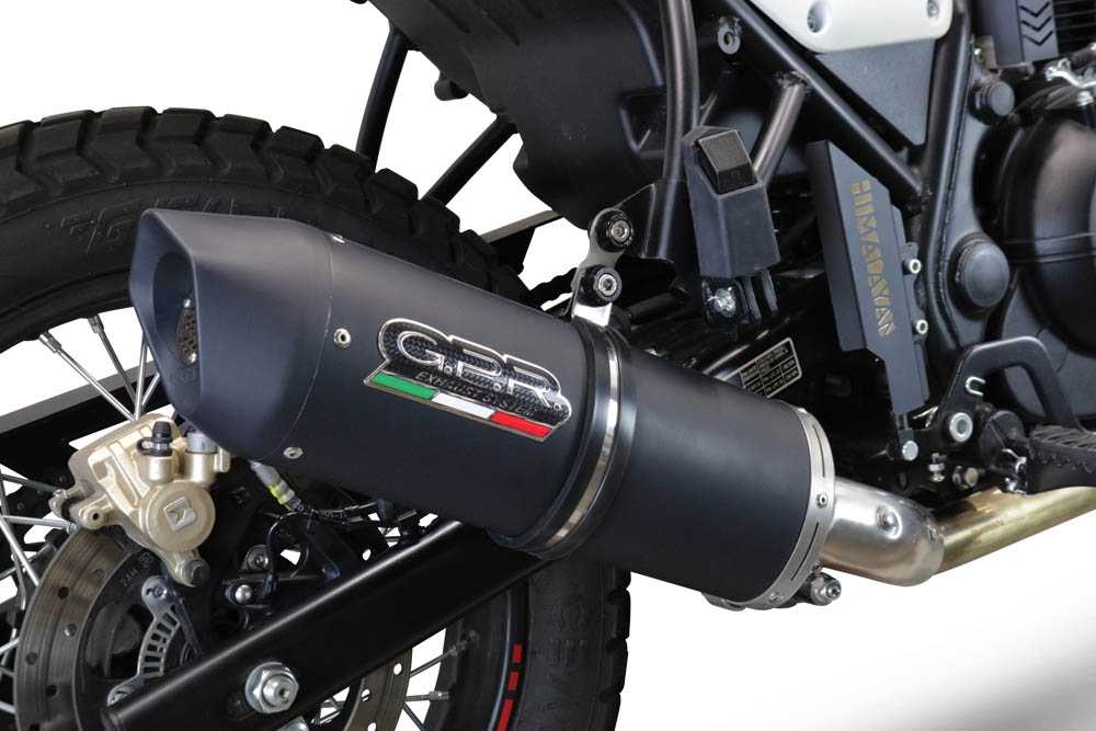 GPR pot echappement compatible avec  Royal Enfield Scram 411 2022-2024, Furore Evo4 Nero, Échappement légal, homologué,silencieux avec catalyseur, db killer amovible et tuyau de liaison spécifique 
