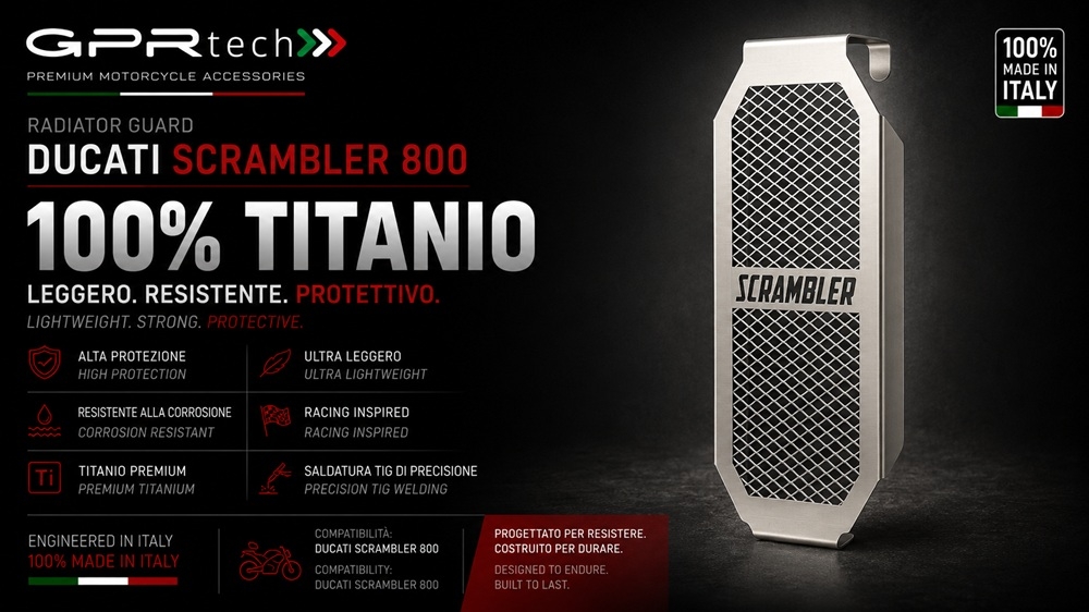 GPR TECH compatible with  Ducati Scrambler 800 Nightshift 2021/2022 e5 Protecteur de radiateur en titane 