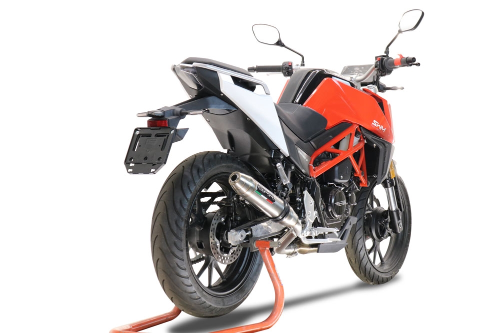 GPR exhaust compatible with Swm Motorcycles Hoku 125 2022-2024, Deeptone Inox, Slip-on exhaust including removable db killer and link pipe, EPA-compliant 