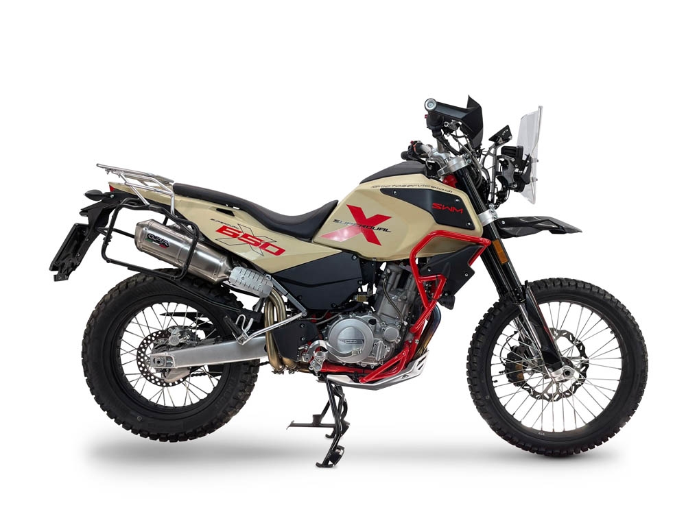 GPR exhaust compatible with Swm Motorcycles Superdual 600 T 2023-2024, Satinox , Dual slip-on including removable db killers and link pipes, EPA-compliant 