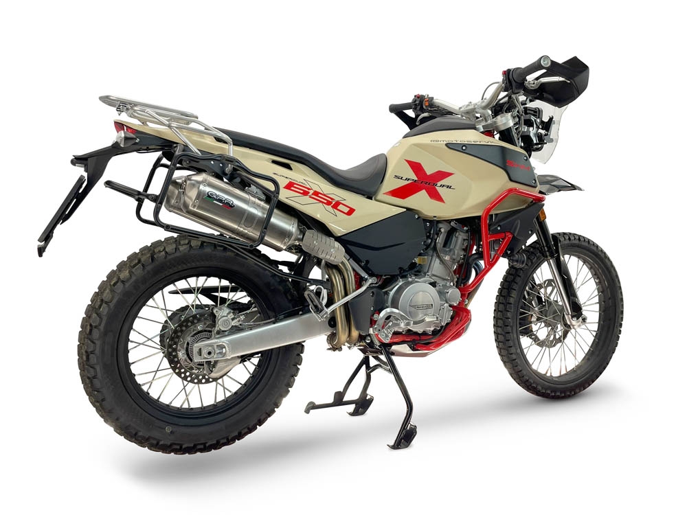GPR exhaust compatible with Swm Motorcycles Superdual 600 T 2023-2024, Satinox , Dual slip-on including removable db killers and link pipes, EPA-compliant 