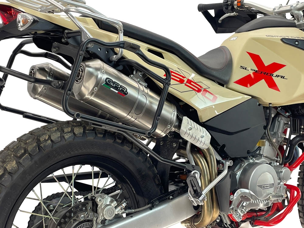 GPR exhaust compatible with Swm Motorcycles Superdual 600 T 2023-2024, Satinox , Dual slip-on including removable db killers and link pipes, EPA-compliant 