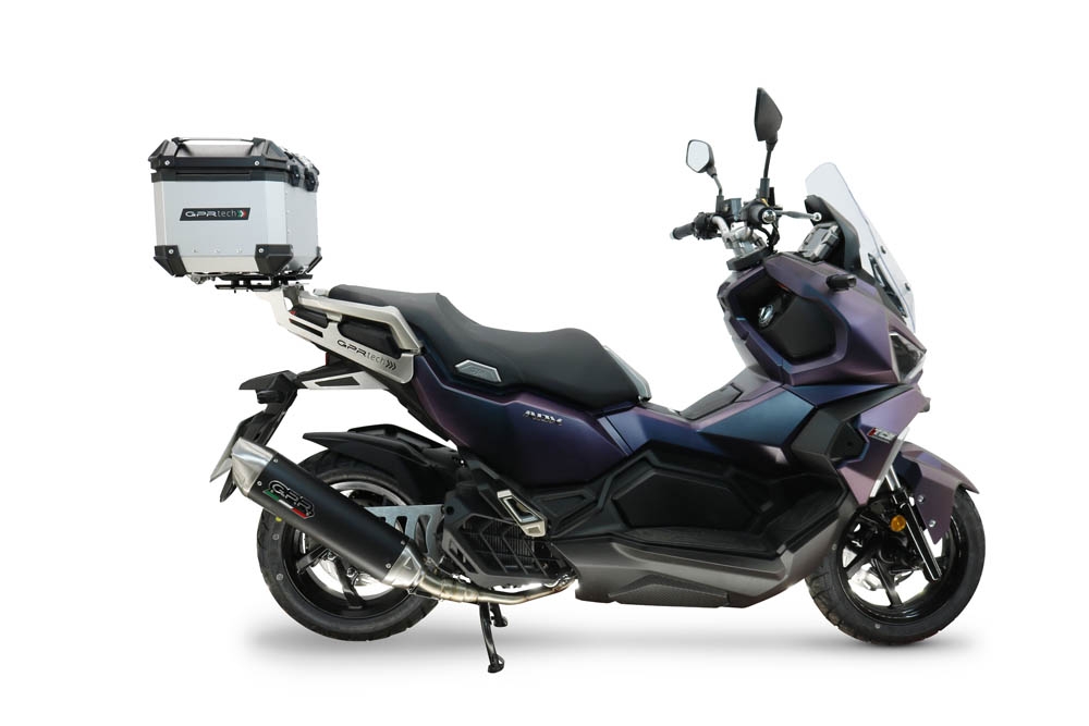 Top case GPR TECH compatible with  Sym ADX 125 2024/2026 e5 Plus Top Case Alpitech en aluminium, couleur argent avec plaque spécifique incluse Capacité Litres 26