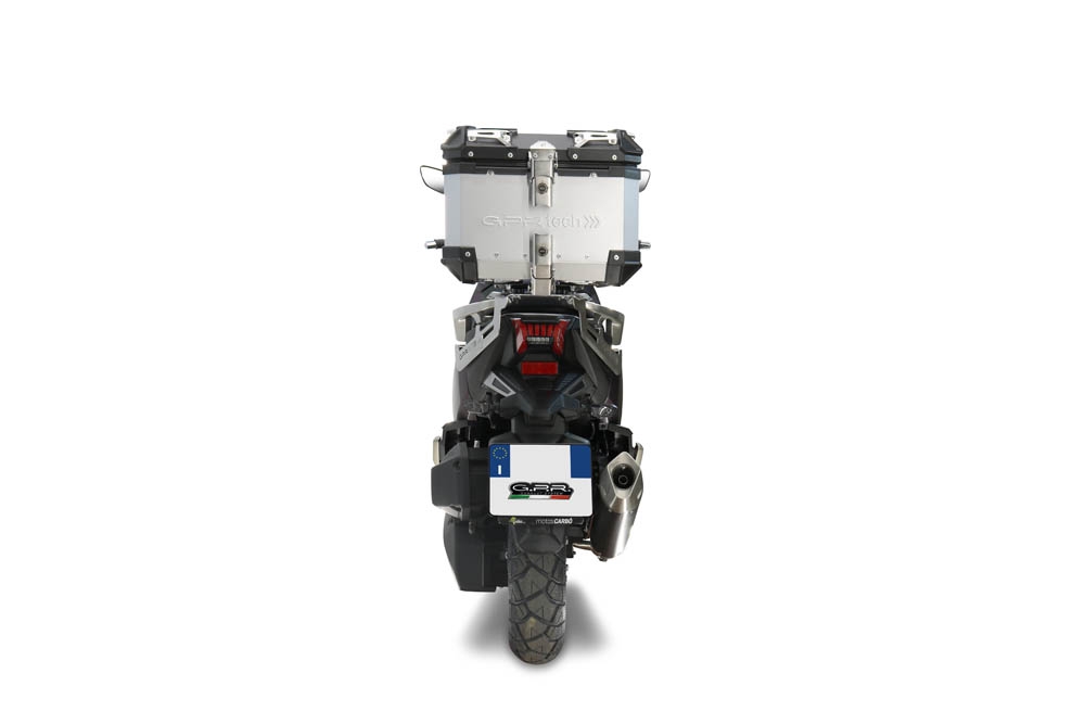 Top case GPR TECH compatible with  Sym ADX 125 2024/2026 e5 Plus Top Case Alpitech en aluminium, couleur argent avec plaque spécifique incluse Capacité Litres 26