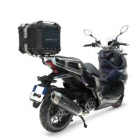 Top case GPR TECH compatible with  Sym ADX 125 2024/2026 e5 Plus Top Case Alpitech en aluminium, couleur noire avec plaque spécifique incluse Capacité Litres 35