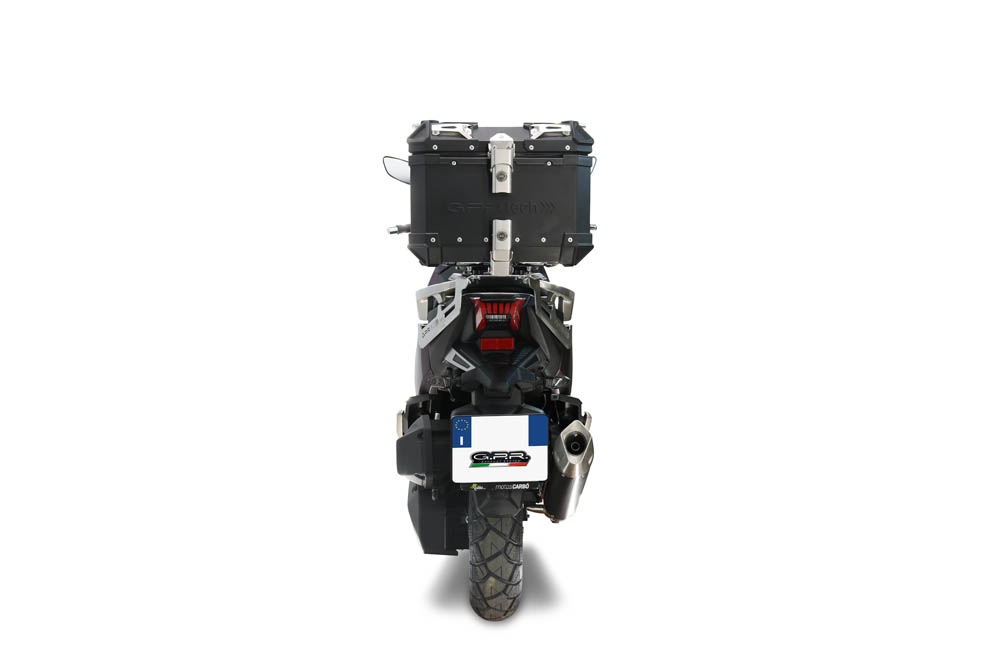 Top case GPR TECH compatible with  Sym ADX 125 2024/2026 e5 Plus Top Case Alpitech en aluminium, couleur noire avec plaque spécifique incluse Capacité Litres 35