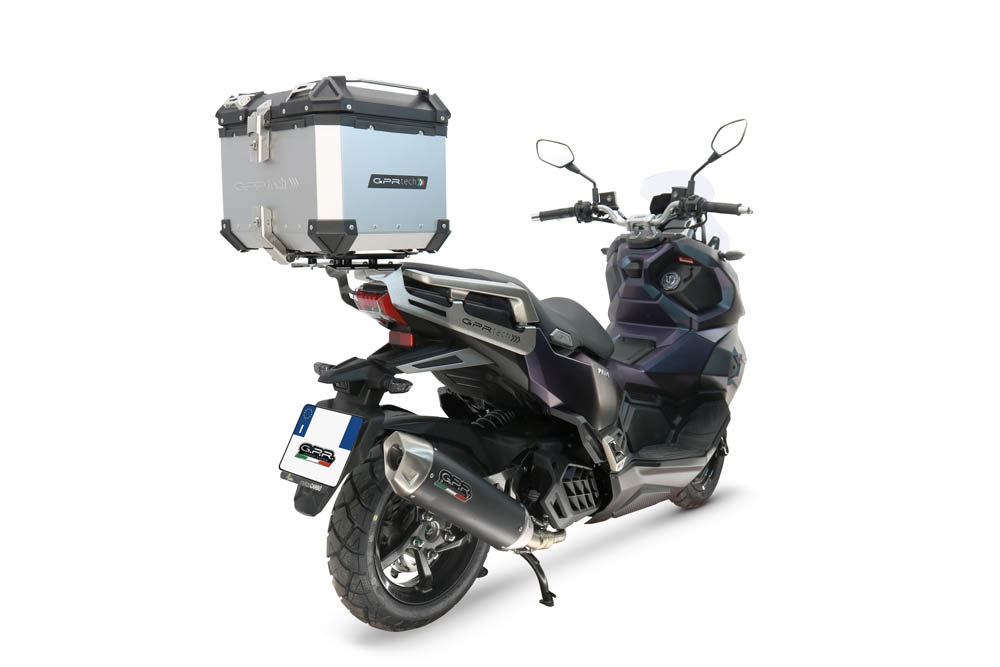 Top case GPR TECH compatible with  Sym ADX 125 2024/2026 e5 Plus Top Case Alpitech en aluminium, couleur argent avec plaque spécifique incluse Capacité Litres 45