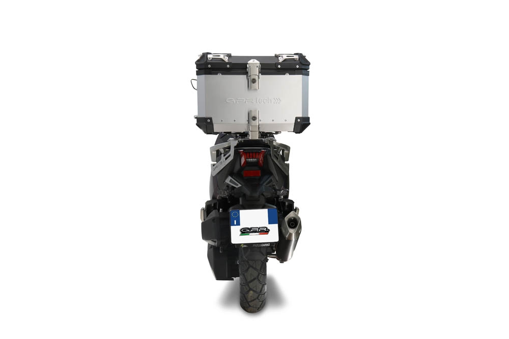 Top case GPR TECH compatible with  Sym ADX 125 2024/2026 e5 Plus Top Case Alpitech en aluminium, couleur argent avec plaque spécifique incluse Capacité Litres 45