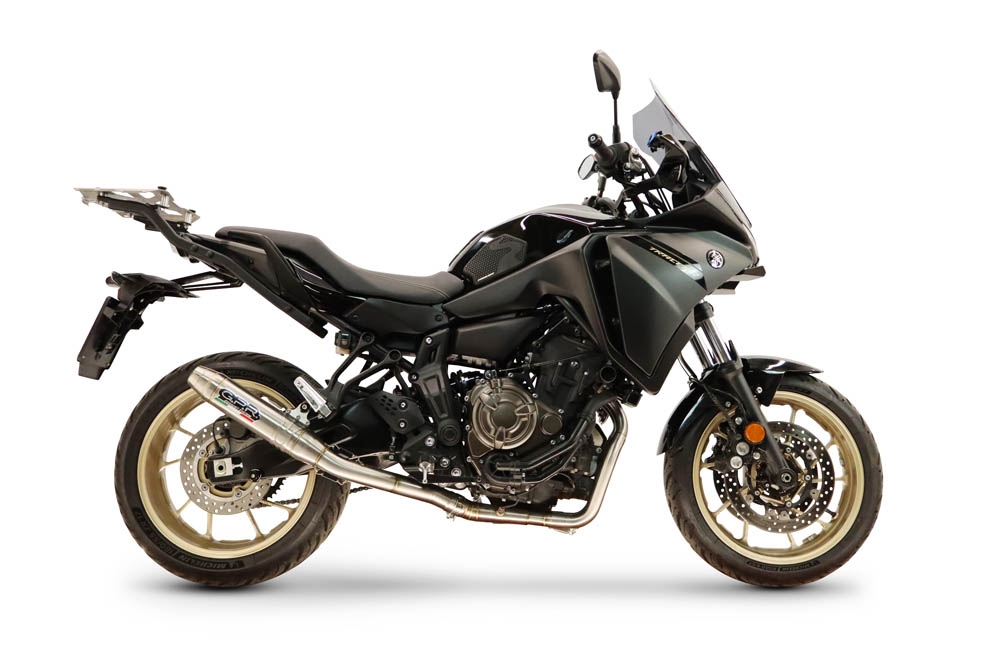 GPR exhaust compatible with Yamaha Tracer 700 GT 2019-2020, Deeptone Inox, Full system exhaust, including removable db killer 