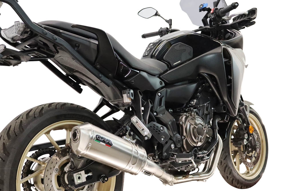GPR exhaust compatible with Yamaha Tracer 700 2020-2021, Satinox , Full system exhaust including removable db killer and catalyst, EPA-compliant 
