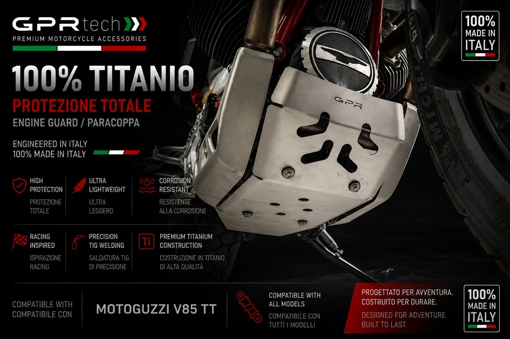 GPR TECH compatible with  Moto Guzzi V85 TT 2019/2020 e4 GPR TECH Titanium Skid plate 