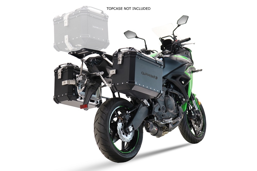 GPR TECH compatible with  Kawasaki Versys 650 2017/2020 e4 GPR TECH Pair of side cases aluminum made, black color with specific pannier holder Capacity 38 LT. + 38 LT.