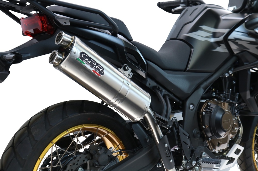 GPR pot echappement compatible avec  Voge 625DSX 2024-2025, Dual Inox, Échappement légal, homologué,silencieux avec db killer amovible et tuyau de liaison spécifique 