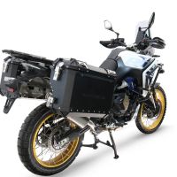 GPR TECH compatible with  Voge DS 800 Rally 2025/2026 GPR TECH Pair of side cases aluminum made with contoured right side, black color with specific pannier holder TECH-EVO serie  Capacity 38 LT. + 32 LT.