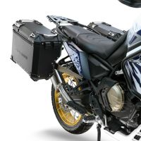 GPR TECH compatible with  Voge DS 800 Rally 2025/2026 GPR TECH Pair of side cases aluminum made with contoured right side, black color with specific pannier holder TECH-EVO serie  Capacity 38 LT. + 32 LT.