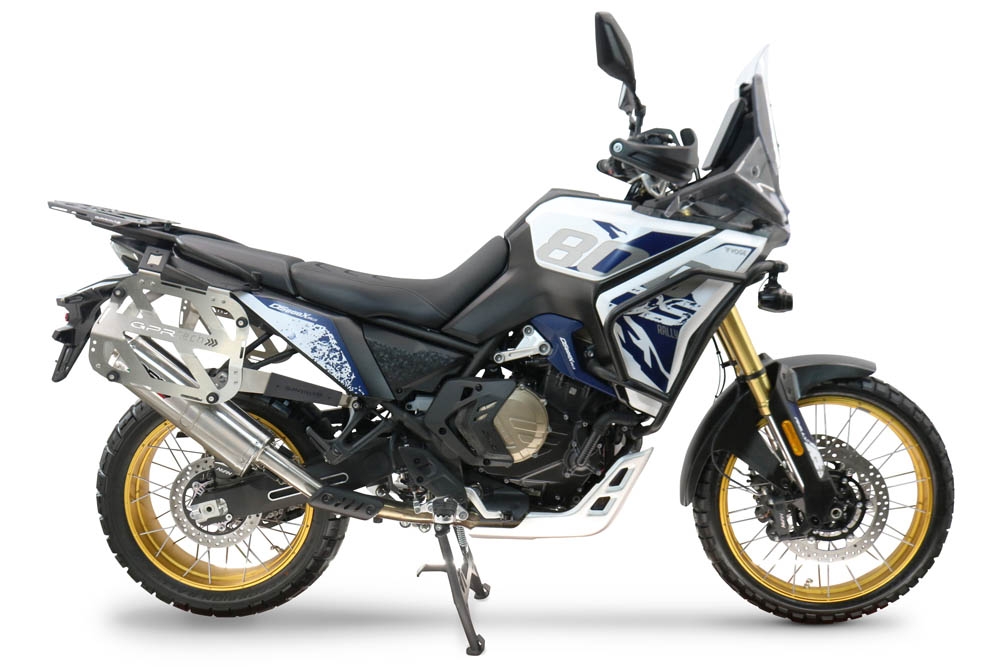 GPR TECH compatible with  Voge DS 800 Rally 2025/2026 GPR TECH Pair of side cases aluminum made with contoured right side, black color with specific pannier holder TECH-EVO serie  Capacity 38 LT. + 32 LT.