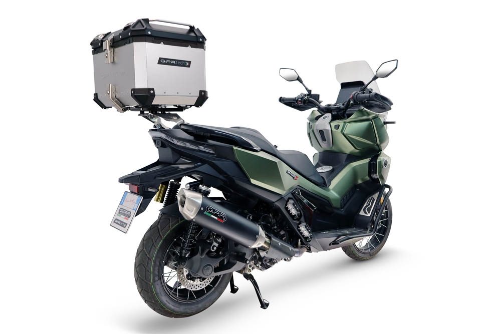Top case GPR TECH compatible with  Voge SR 450 X 2026/2027 e5 plus Top Case Alpitech en aluminium, couleur argent avec  porte-bagases y plaque spécifique Capacité Litres 35