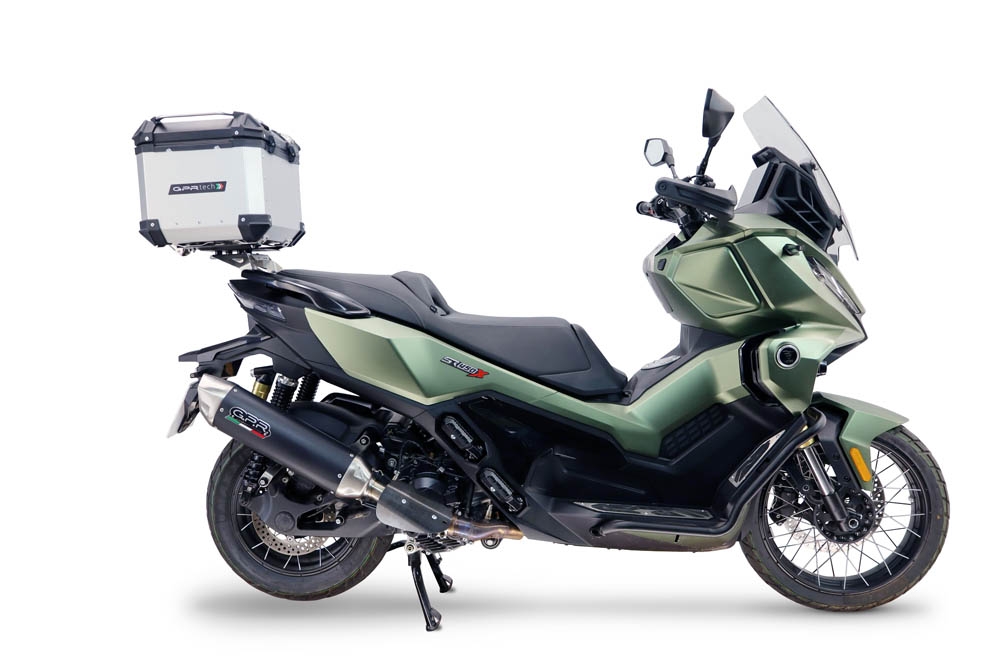Top case GPR TECH compatible with  Voge SR 450 X 2026/2027 e5 plus Top Case Alpitech en aluminium, couleur argent avec  porte-bagases y plaque spécifique Capacité Litres 26
