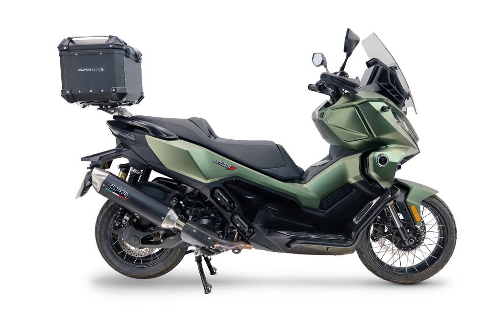 Top case GPR TECH compatible with  Voge SR 450 X 2026/2027 e5 plus Top Case Alpitech en aluminium, couleur argent avec  porte-bagases y plaque spécifique Capacité Litres 26