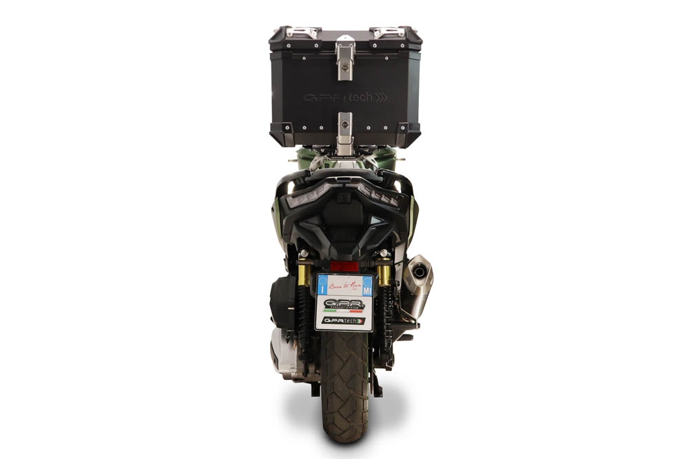 Top case GPR TECH compatible with  Voge SR 450 X 2026/2027 e5 plus Top Case Alpitech en aluminium, couleur argent avec  porte-bagases y plaque spécifique Capacité Litres 26
