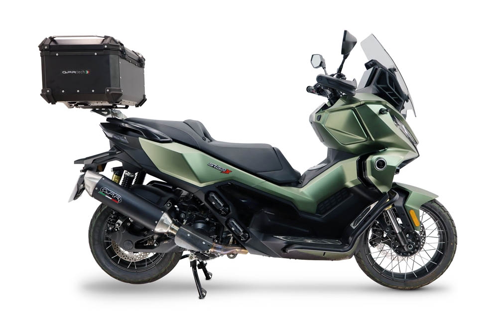 Top case GPR TECH compatible with  Voge SR 450 X 2026/2027 e5 plus Top Case Alpitech en aluminium, couleur argent avec  porte-bagases y plaque spécifique Capacité Litres 45