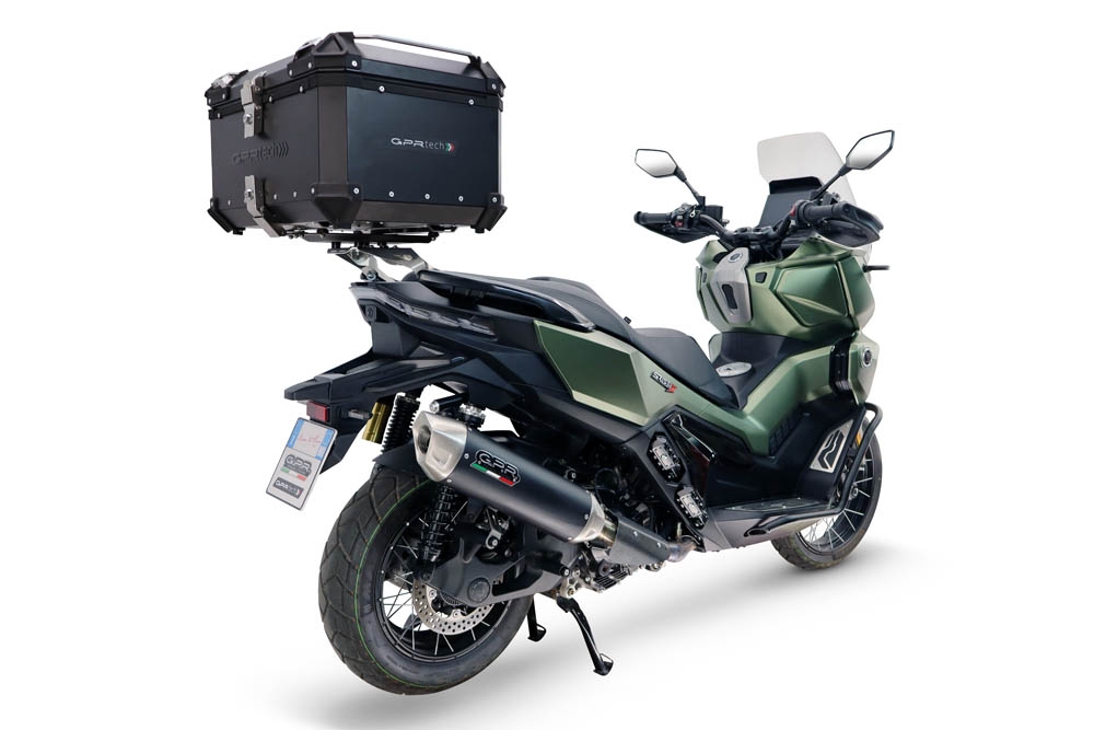 Top case GPR TECH compatible with  Voge SR 450 X 2026/2027 e5 plus Top Case Alpitech en aluminium, couleur argent avec  porte-bagases y plaque spécifique Capacité Litres 45