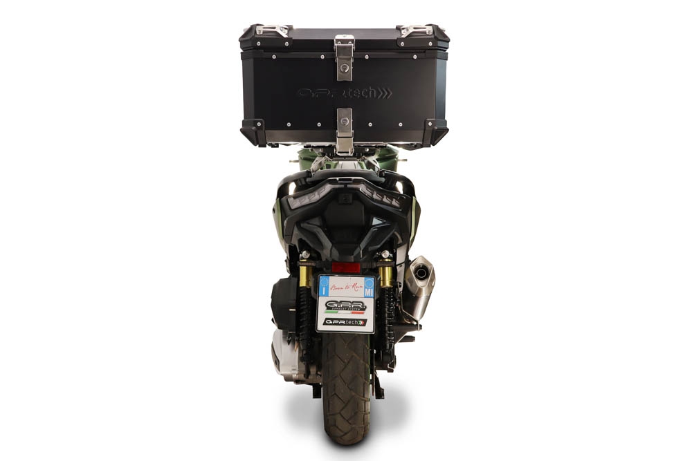 Top case GPR TECH compatible with  Voge SR 450 X 2026/2027 e5 plus Top Case Alpitech en aluminium, couleur argent avec  porte-bagases y plaque spécifique Capacité Litres 45