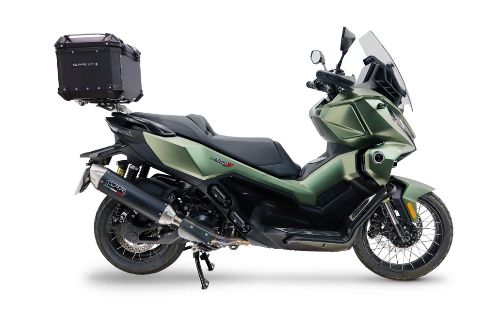 Top case GPR TECH compatible with  Voge SR 450 X 2026/2027 e5 plus Top Case Alpitech en aluminium, couleur argent avec  porte-bagases y plaque spécifique Capacité Litres 35