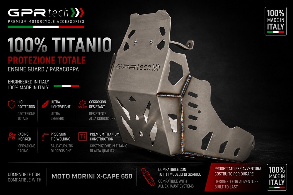 GPR TECH compatible with  Moto Morini X-CAPE 650 2021/2024 e5 GPR TECH Titanium Skid plate 