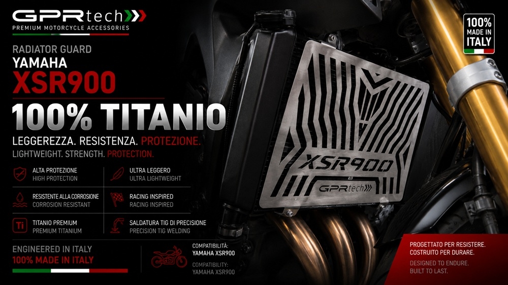 GPR TECH compatible with  Yamaha Xsr 900 2022/2024 e5 Protecteur de radiateur en titane 